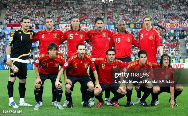 June 29: Spanish Team Group Iker Casillas, Carlos Marchena, Sergio Ramos, Joan Capdevila, Marcos Senna, Fernando Torres, David Silva, Andrés Iniesta,...