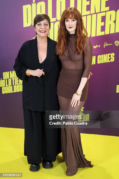 Eva Hache and Ana Polvorosa attend the Madrid premiere of "Un Mal Día Lo Tiene Cualquiera" at Cinesa Proyecciones on January 23, 2024 in Madrid,...
