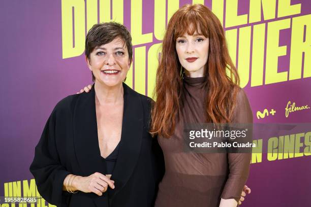 Eva Hache and Ana Polvorosa attend the Madrid premiere of "Un Mal Día Lo Tiene Cualquiera" at Cinesa Proyecciones on January 23, 2024 in Madrid,...