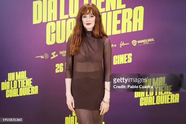 Spanish actress Ana Polvorosa attends the Madrid premiere of "Un Mal Día Lo Tiene Cualquiera" at Cinesa Proyecciones on January 23, 2024 in Madrid,...