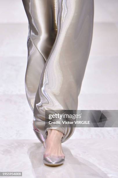 Model walks the runway during the Armani Prive Haute Couture Spring/Summer 2024 fashion show as part of Paris Fashion Week on January 23, 2024 in...