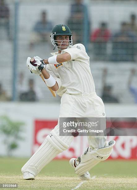 Jacques Rudolph batting during his innings of 222 not out during the 3rd day of the first test match between South Africa and Bangladesh April 26,...