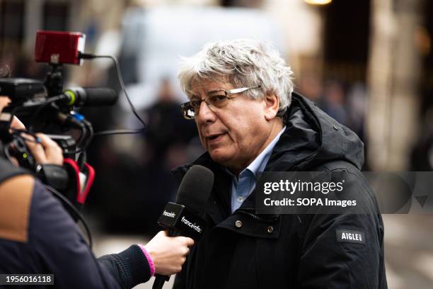 Éric Coquerel, deputy of La France Insoumise party, seen talking to the press. The Constitutional Council, in Paris, made its final decision on the...