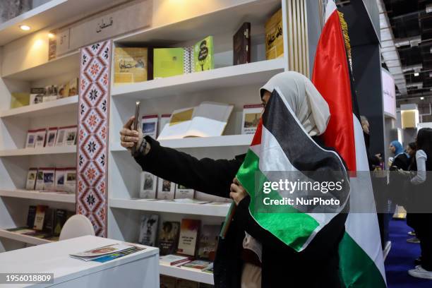 The Palestine Pavilion is being showcased at the Cairo International Book Fair in Cairo, Egypt, on January 26, 2024.