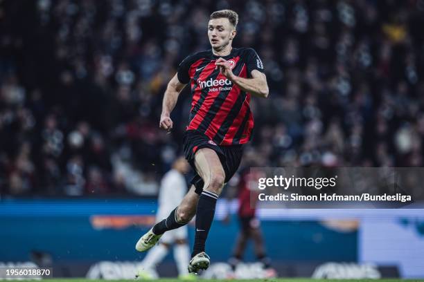 Sasa Kalajdzic of Frankfurt in action during the Bundesliga match between Eintracht Frankfurt and 1. FSV Mainz 05 at Deutsche Bank Park on January...