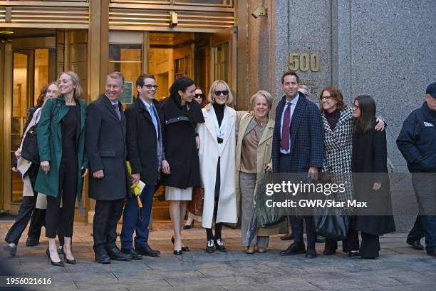 Jean Carroll and attorney Roberta Kaplan are seen leaving Manhattan Federal Court on January 26, 2024 in New York City.