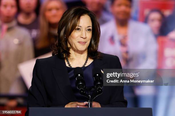 Vice President Kamala Harris speaks at a ”Reproductive Freedom Campaign Rally" at George Mason University on January 23, 2024 in Manassas, Virginia....