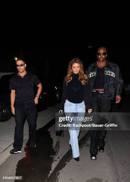 Joey Essex, Chloe Sims and Vas Morgan are seen on January 26, 2024 in Los Angeles, California.