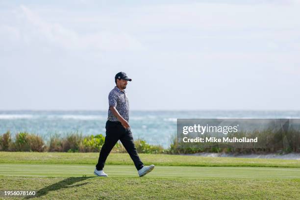 Fabian Gomez of the United States walks the fifth hole during the third round of The Bahamas Great Abaco Classic at The Abaco Cub on January 23, 2024...