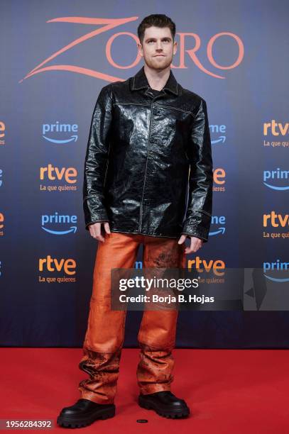 Miguel Bernardeau attends the Madrid premiere of the "El Zorro" TV series at Cines Callao on January 23, 2024 in Madrid, Spain.