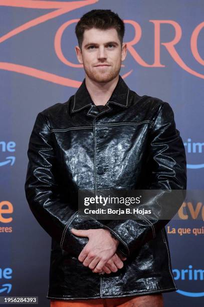 Miguel Bernardeau attends the Madrid premiere of the "El Zorro" TV series at Cines Callao on January 23, 2024 in Madrid, Spain.