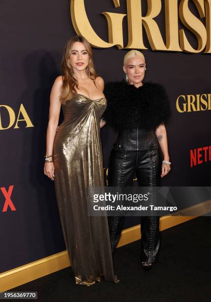 Sofia Vergara and Karol G attend Netflix's Griselda US Premiere on January 23, 2024 in Miami, Florida.