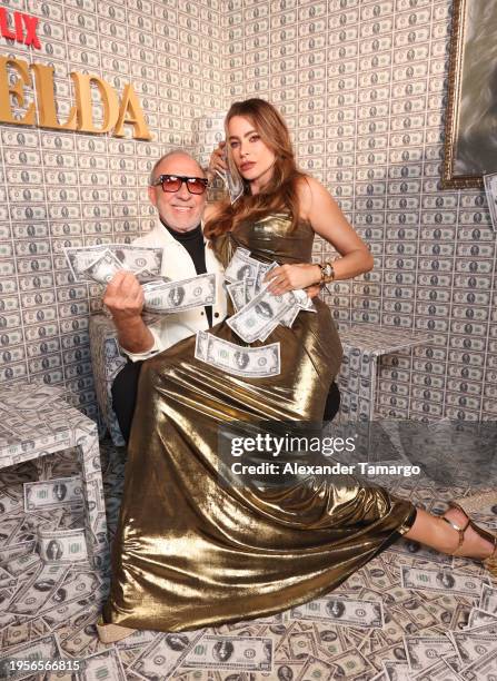 Emilio Estefan and Sofia Vergara attend Netflix's Griselda US Premiere on January 23, 2024 in Miami, Florida.