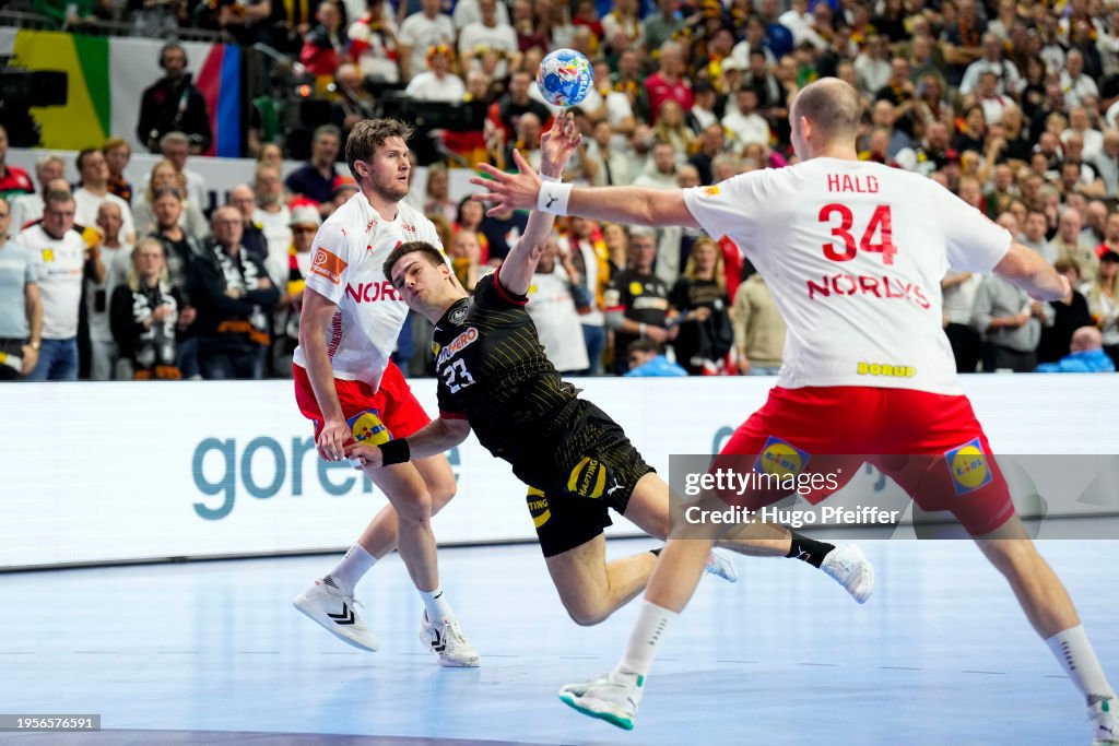 Renars Reksna Renars USCINS of Germany during the EHF Euro 2024 Semi-Final match ...