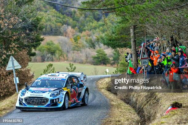 Monte Carlo , France - 27 January 2024; Grégoire Munster and Louis Louka in their Ford Puma Rally1 Hybrid during day three of the FIA World Rally...