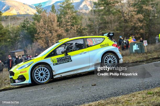 Monte Carlo , France - 27 January 2024; Eamonn Boland and Mickey Joe Morrissey from Ireland in their Ford Fiesta MkII during day three of the FIA...