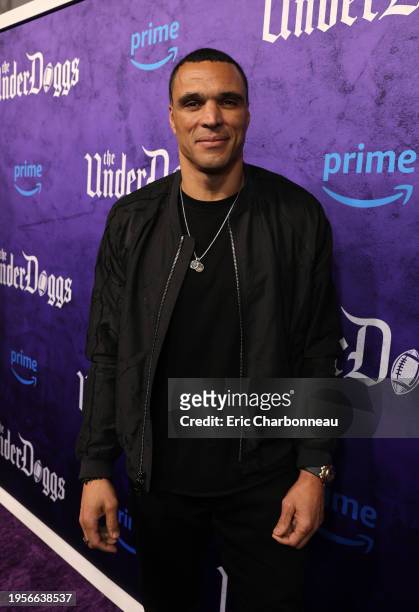 Tony Gonzalez seen at the World Premiere of Prime’s "The Underdoggs" at Culver Theater on January 23, 2024 in Culver City, California.