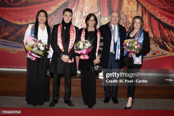 Marie Chevallier, Louis Ducruet,, Princess Stephanie of Monaco, Prince Albert II of Monaco and Camille Gottlieb attend the 46th International Circus...