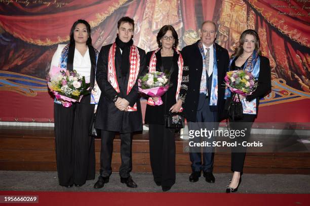 Marie Chevallier, Louis Ducruet,, Princess Stephanie of Monaco, Prince Albert II of Monaco and Camille Gottlieb attend the 46th International Circus...