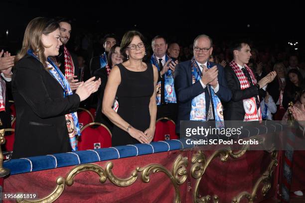 Camille Gottlieb, Princess Stephanie of Monaco, Prince Albert II of Monaco and Louis Ducruet attend the 46th International Circus Festival on January...