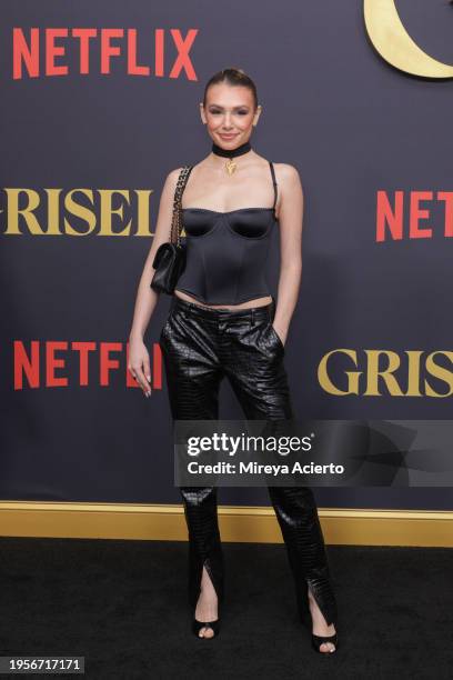 Taylor Olympios attends the Miami premiere of "Griselda" at The Fillmore Miami Beach on January 23, 2024 in Miami Beach, Florida.