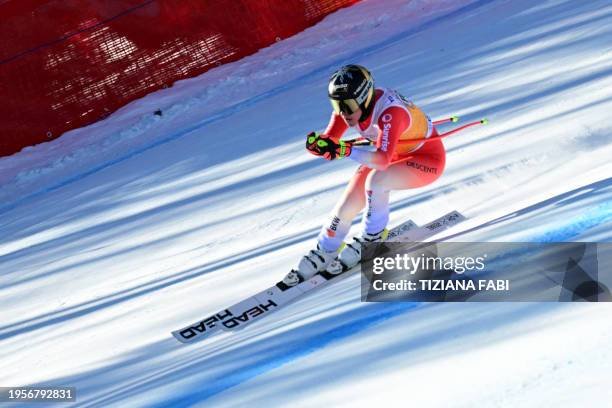 Switzerland's Lara Gut-Behrami competes during the Women's Downhill event of FIS Alpine Skiing World Cup in Cortina d'Ampezzo, Italy on January 27,...