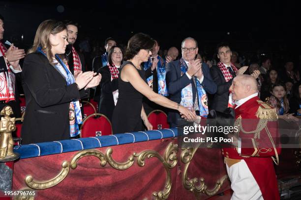 Camille Gottlieb, Princess Stephanie of Monaco, Prince Albert II of Monaco and Louis Ducruet attend the 46th International Circus Festival on January...