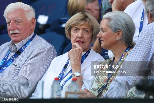 Margaret Court looks on during the quarterfinal singles match between Anna Kalinskaya and Qinwen Zheng of China during the 2024 Australian Open at...