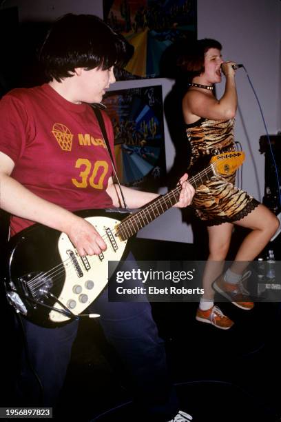 Erin Smith and Allison Wolfe performing with Bratmobile at the Thread Waxing Space in New York City on September 17, 1999.