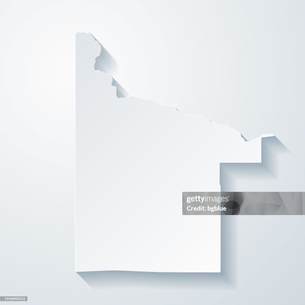 Twinfalls County, Idaho. Map with paper cut effect on blank background