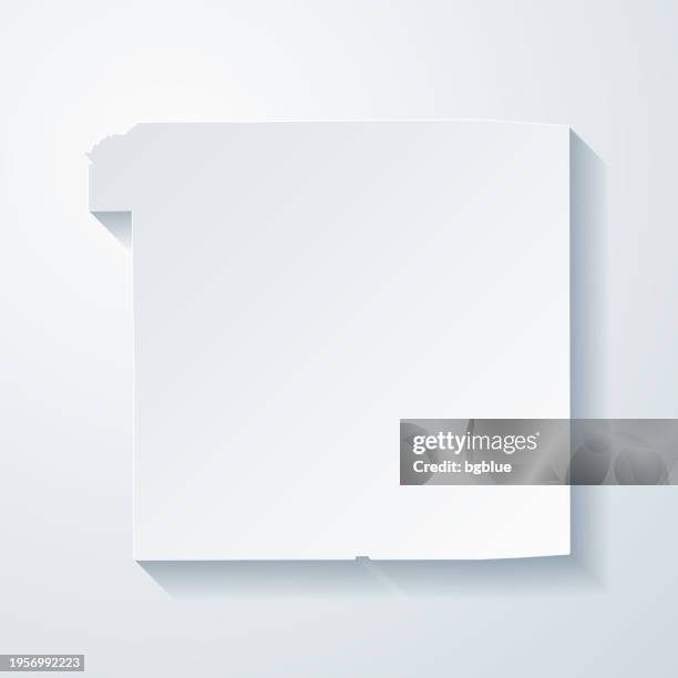 monroe county, wisconsin. map with paper cut effect on blank background - sparta stock illustrations