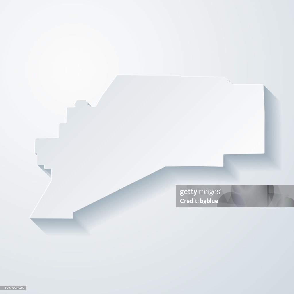 Denali, Alaska. Map with paper cut effect on blank background