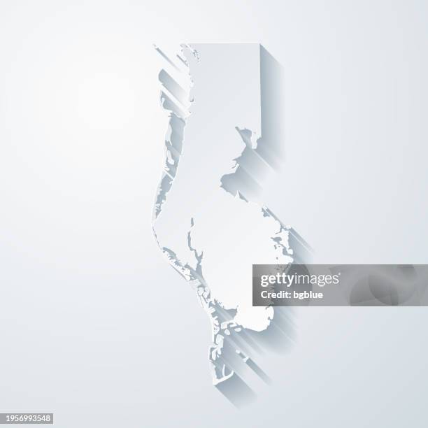 pinellas county, florida. map with paper cut effect on blank background - clearwater beach florida stock illustrations