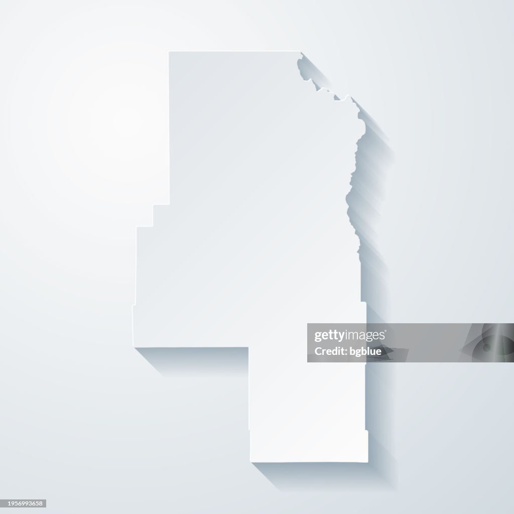 Routt County, Colorado. Map with paper cut effect on blank background