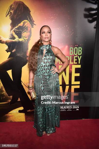 Sundra Oakley attends the Premiere of “Bob Marley: One Love” at the Carib 5 Theatre on January 23, 2024 in Kingston, Jamaica.