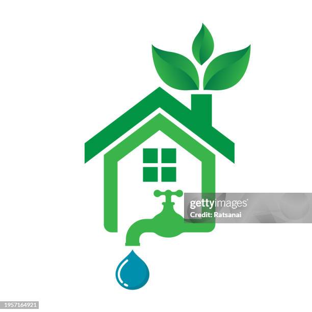 eco house icon concept - green building stock illustrations