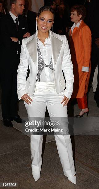 Musician Alicia Keys arrives for "Goddess: Costume Institute Benefit Gala" at the Metropolitan Museum of Art April 28, 2003 in New York City.