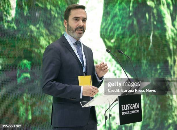 The Minister of Tourism, Trade and Consumer Affairs of the Government of the Basque Country, Javier Hurtado, speaks during the inauguration of the...