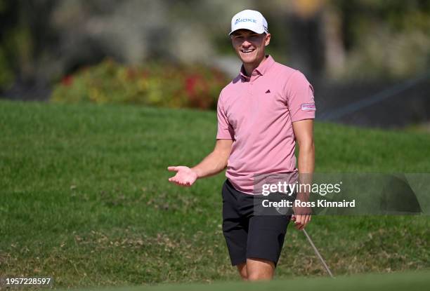 Rasmus Hojgaard of Denmark during the pro-am event prior to the Ras Al Khaimah Championship at Al Hamra Golf Club on January 24, 2024 in Ras al...