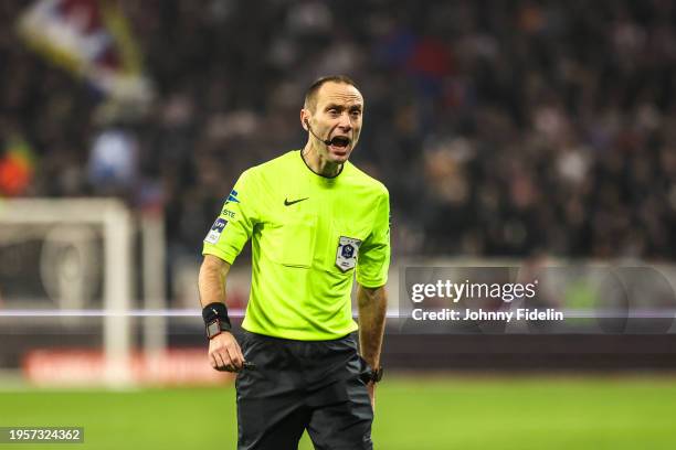 Thomas LEONARD, referee during the Ligue 1 Uber Eats match between Olympique Lyonnais and Stade Rennais Football Club at Groupama Stadium on January...