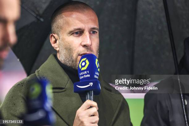 Benoit CHEYROU journalist of Amazon Prime prior the Ligue 1 Uber Eats match between Olympique Lyonnais and Stade Rennais Football Club at Groupama...
