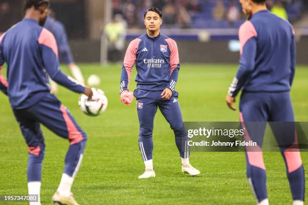 Chaim EL DJEBALI of Lyon prior the Ligue 1 Uber Eats match between Olympique Lyonnais and Stade Rennais Football Club at Groupama Stadium on January...