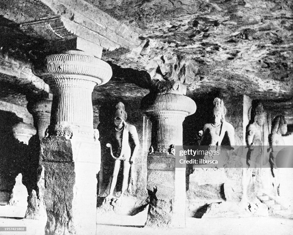 People and landmarks of India in 1895: Elephanta Caves, Bombay