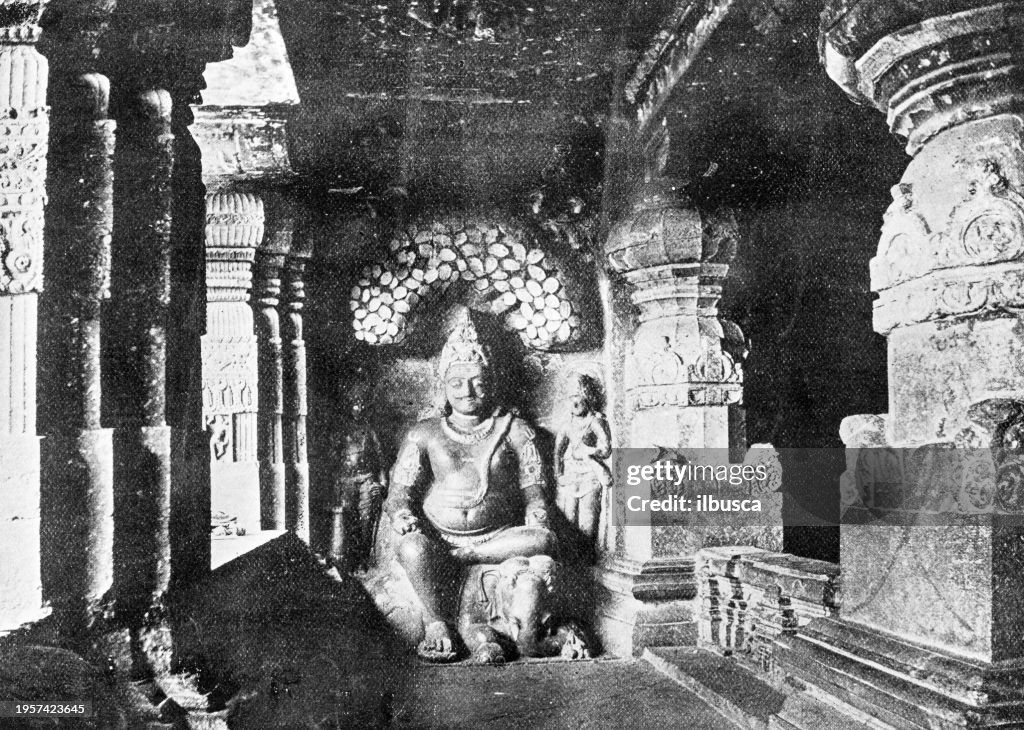 People and landmarks of India in 1895: Indra, Ellora Caves