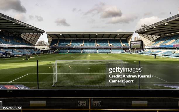 General view of The Den stadium during the Sky Bet Championship match between Millwall and Preston North End at The Den on January 28, 2024 in...