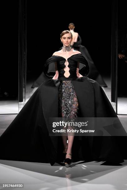 Model walks the runway during the Ziad Nakad Haute Couture Spring/Summer 2024 show as part of Paris Fashion Week on January 24, 2024 in Paris, France.