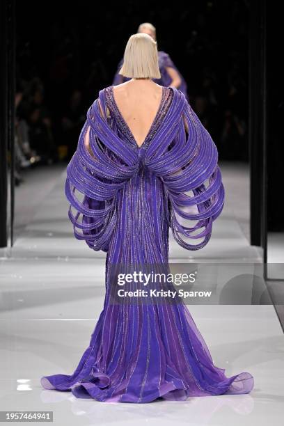 Model walks the runway during the Ziad Nakad Haute Couture Spring/Summer 2024 show as part of Paris Fashion Week on January 24, 2024 in Paris, France.