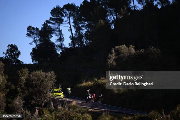 Simon Carr of The United Kingdom and Team EF Education - EasyPost and Pablo Castrillo of Spain and Team Equipo Kern Pharma attack during the 33rd...