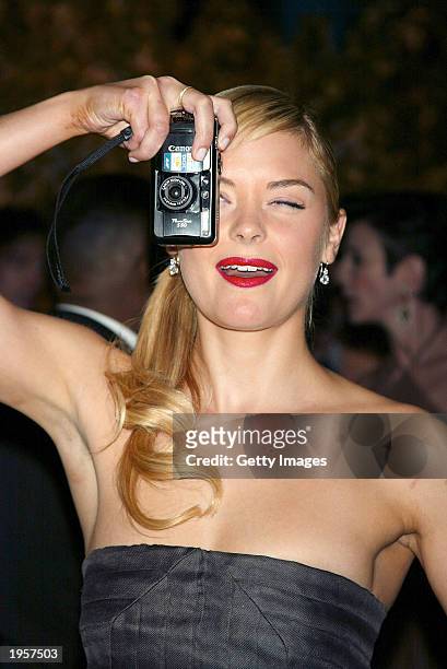 Actress/model Jaime King attends the Costume Institute Benefit Gala sponsored by Gucci April 28, 2003 at The Metropolitan Museum of Art in New York...