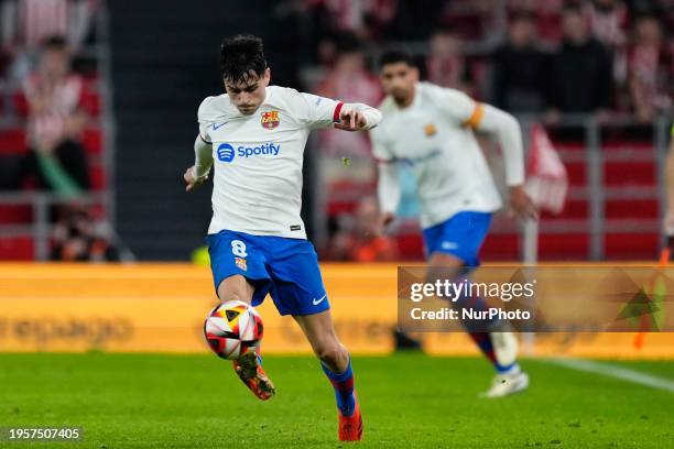 Pedri central midfield of Barcelona and Spain during the Copa del Rey match between Athletic Club and FC Barcelona at San Mames Stadium on January...